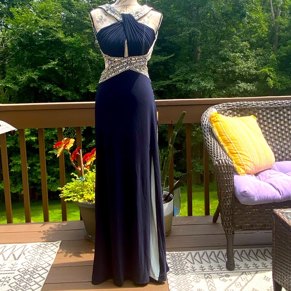 Betsy & Adam Navy Blue Gown